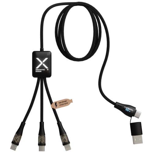 Cavo di ricarica rapida 5 in 1 in PET riciclato da 60 W con display SCX.design C51