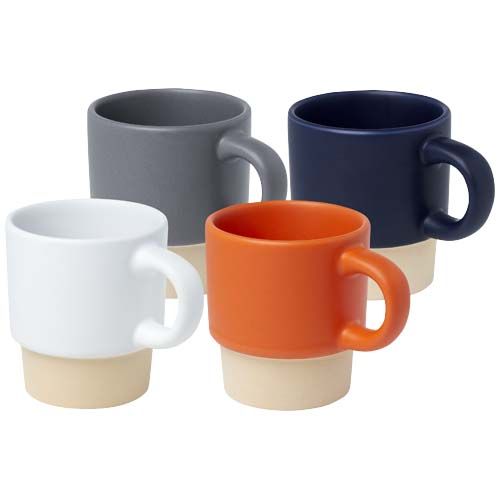 Tazze da caffè personalizzate impilabili con fondo in argilla da 130 ml Olympia