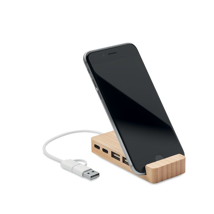 Hub USB 4 porte C/A in bamboo Hubstand