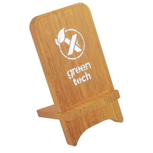 Supporto per telefono in legno con ricarica wireless da 10 W e logo luminoso SCX.design W26