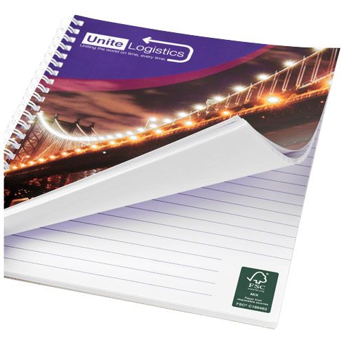 Blocco note a spirale A5 con copertina posteriore stampata Desk-Mate®
