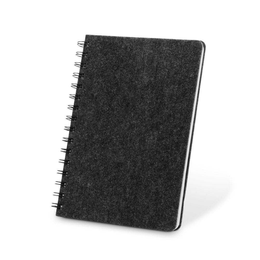 MISHIMA. Block notes A5 con copertina semirigida in feltro riciclato (100% rPET) , con spirale e pagine a righe