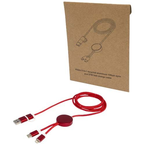 Cavo 5-in-1 in alluminio e plastica riciclata da 150 cm per la sincronizzazione dei dati e la ricarica rapida da 27 W Alasia