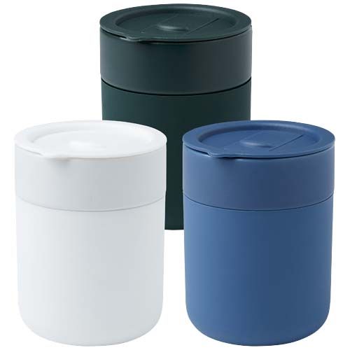 Bicchiere in ceramica con involucro in silicone e coperchio in plastica da 330 ml Java
