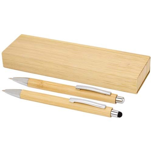 Set di penna a sfera e portamina in bambù Oblys (inchiostro nero)