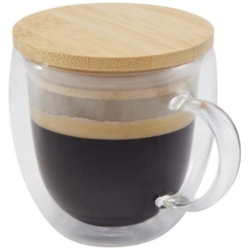 Tazza in vetro da 250 ml con coperchio in bambù Lenora