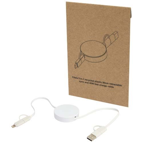 Cavo 5-in-1 in plastica riciclata retrattile da 90 cm per la sincronizzazione dei dati e la ricarica rapida da 40 W Citala