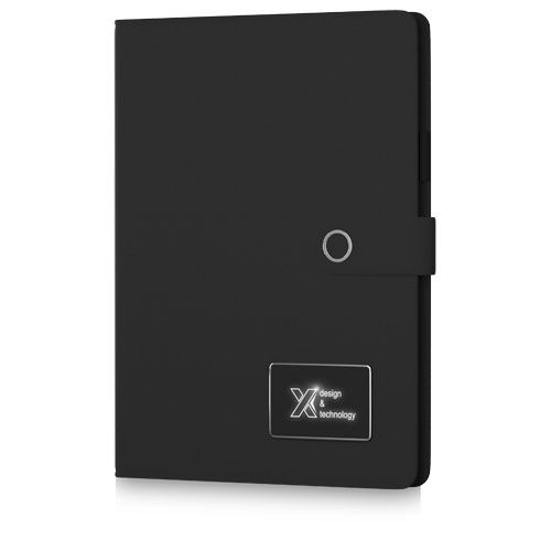 Blocco note A4 con power bank e logo luminoso SCX.design O17
