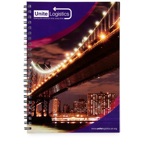 Blocco note a spirale A5 con copertina posteriore stampata Desk-Mate®